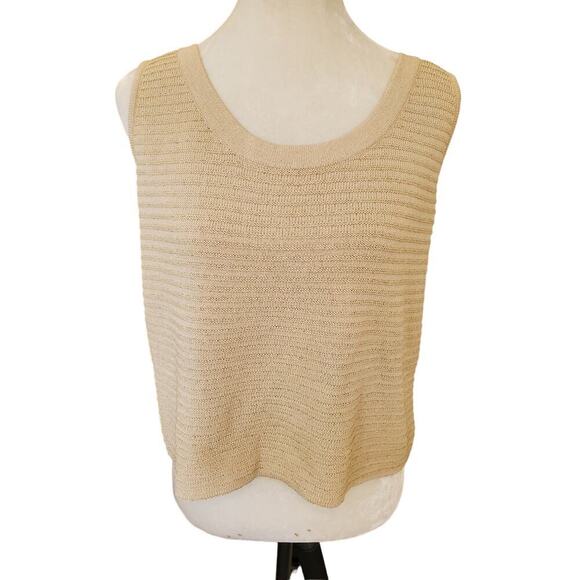St. John Santana Knit Gold metallic Ribbed Tank top Large - Picture 1 of 9